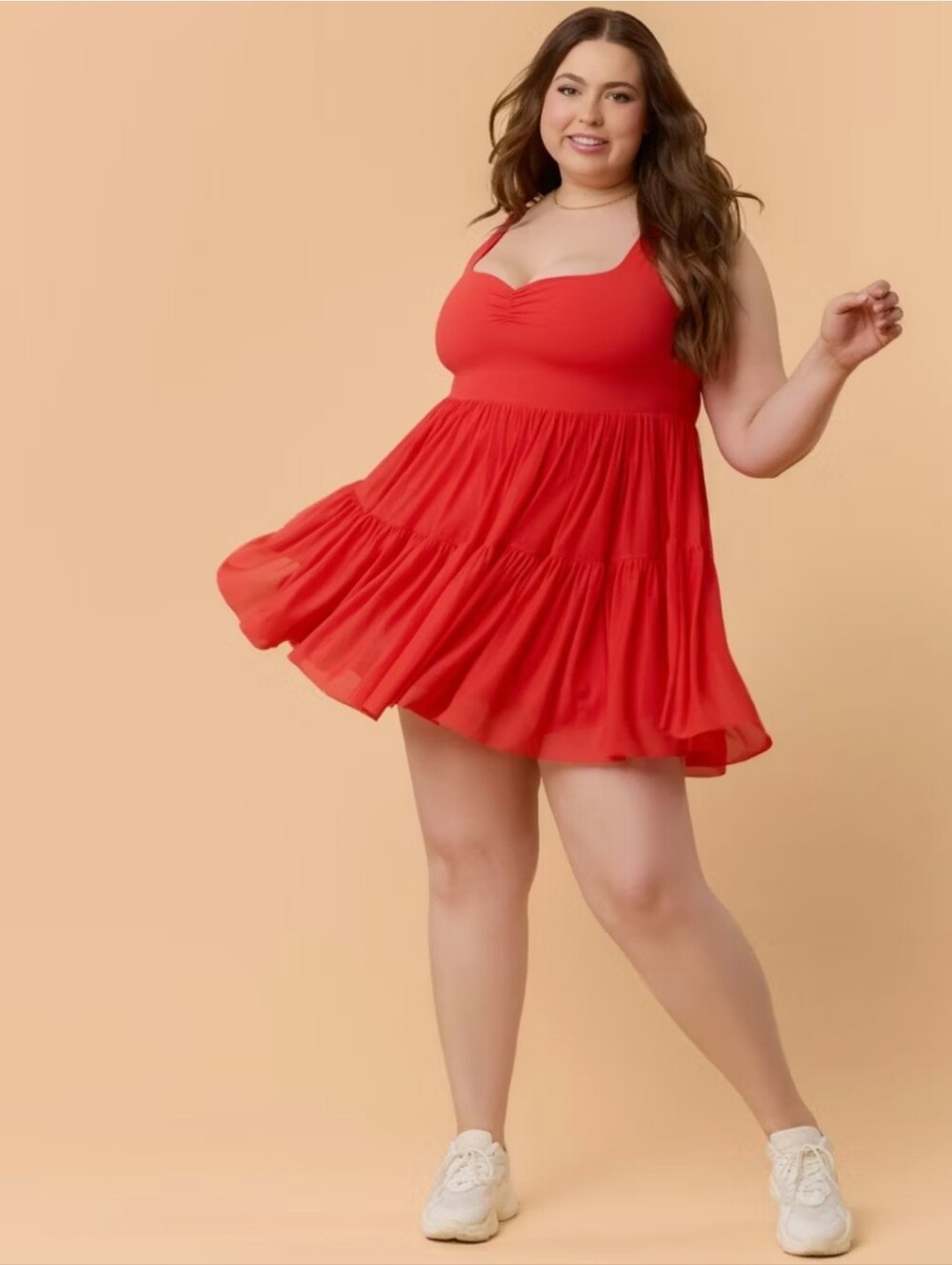 Blogilates Women Sweetheart Babydoll Dress- Red